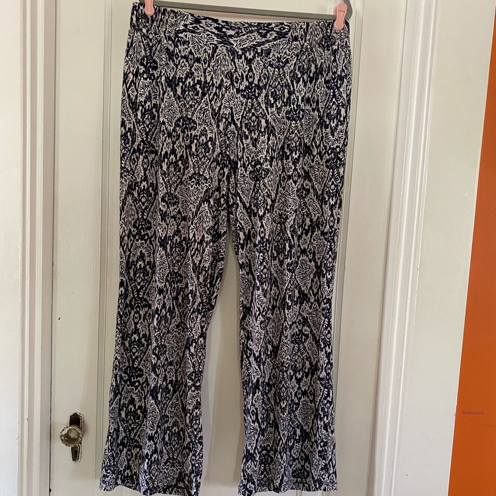 IMAN Navy & White Palazzo Pants